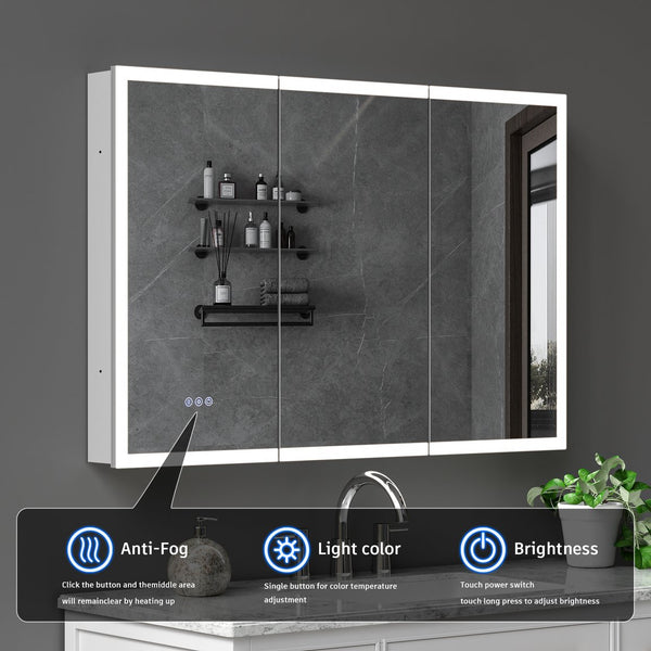 English Elm Led Lighted Medicine Cabinet With Anti-Fog Mirror, Adjustable Brightness & 3 Color Temperatures W3735P374361