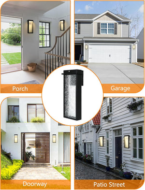 English Elm Outdoor Light Fixture Wall Light Black Dusk-to-Dawn Integrated LED 3000K Weatherproof Wall Lantern W3355P323231