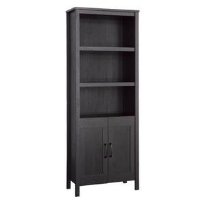 English Elm Bookcase With Doors – Elegant Black Finish, Versatile Storage Solution With Open Shelves & Enclosed Space B356P402625
