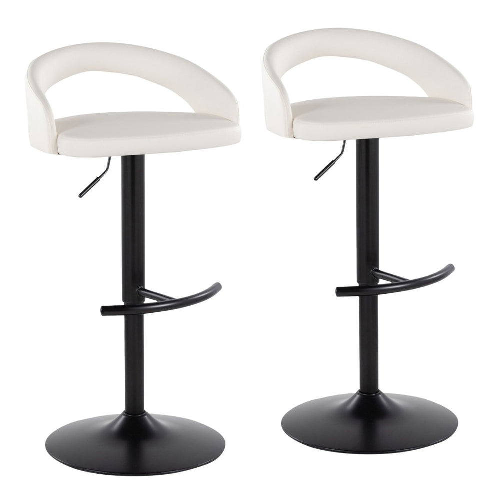 English Elm Adjustable Swivel Barstools with Faux Leather Seats and Matte Black T Footrest Set B202S01984