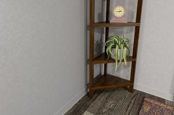 English Elm 4-shelf Tall Corner Bookcase Open Display Unit Walnut Wood for Living Room Chestnut B2751P436409