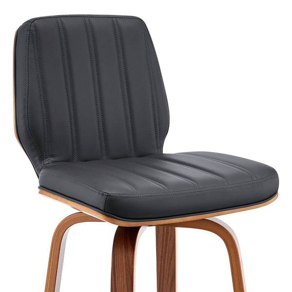English Elm Quorin 30" Swivel Bar Stool In Gray Faux Leather & Walnut Wood - Modern Comfort & Style B2736P268614-GIGA