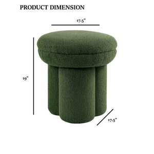English Elm Round Plush Accent Stool with Teddy Shearling Upholstery, Cozy Contemporary Ottoman Bench Appeal Green 18 L x 18 W x 20 H B2741P388379