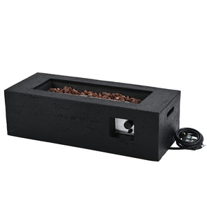 English Elm U_style Rectangular Outdoor Propane Fire Pit Mgo Set with Tank Cover Table Black,Light Gray WY000498AAB