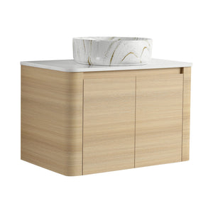 English Elm 30'' Wall-Mounted Bathroom Vanity With Elegant Ceramic Sink, Soft-Close Doors & Space-Saving Design W999S00464