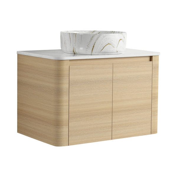 English Elm 30'' Wall-Mounted Bathroom Vanity With Elegant Ceramic Sink, Soft-Close Doors & Space-Saving Design W999S00464