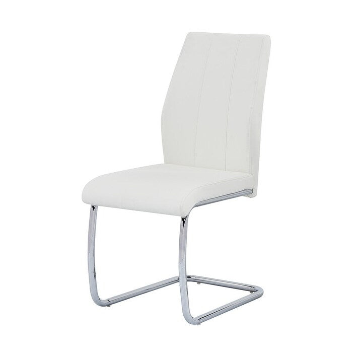 English Elm Contemporary Soft White Faux Leather Dining Chairs Set of 2 with Chrome Frame — Sleek Armless Seats for Home, Office, Kitchen B011P365515