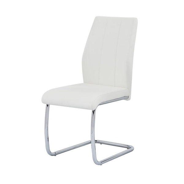 English Elm Contemporary Soft White Faux Leather Dining Chairs Set of 2 with Chrome Frame — Sleek Armless Seats for Home, Office, Kitchen B011P365515
