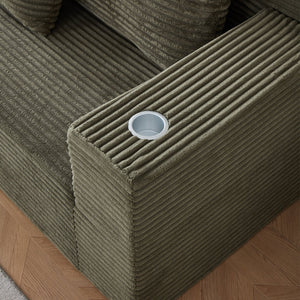 English Elm Deep Modular Cloud Couch In Soft Corduroy With Cup Holders – Cozy, Stylish, No Assembly Needed! W848S00055