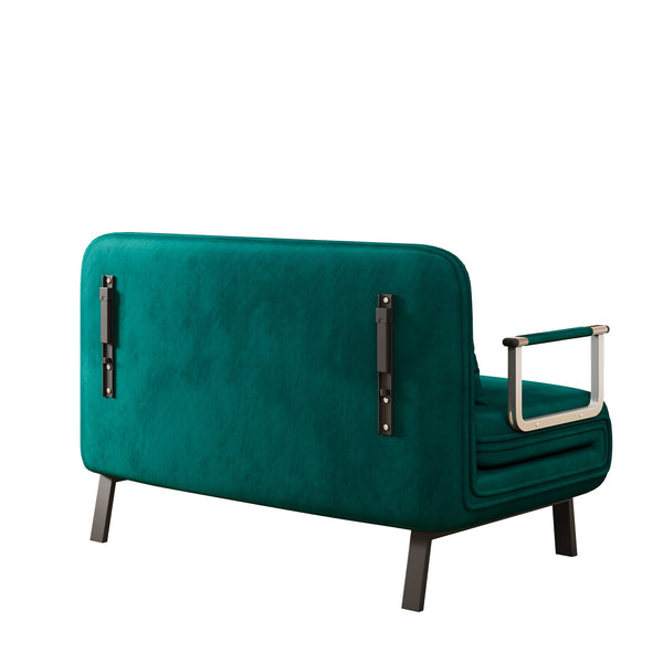 English Elm 39″ Convertible Chair Bed with Adjustable Backrest & Pillow, Steel-Frame Sleeper Chair for Small Spaces Comfortable Multifunctional Lounge Sofa Antique Green W1767P192816