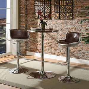 English Elm Vintage Adjustable Swivel Stool In Brown Leather & Aluminum - Stylish Comfort For Home & Bar B062P189159-GIGA
