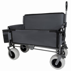 English Elm 3-in-1 Folding Wagon with Convertible Bench Seat Steel Frame 500lb All Terrain Gray W2932P390466