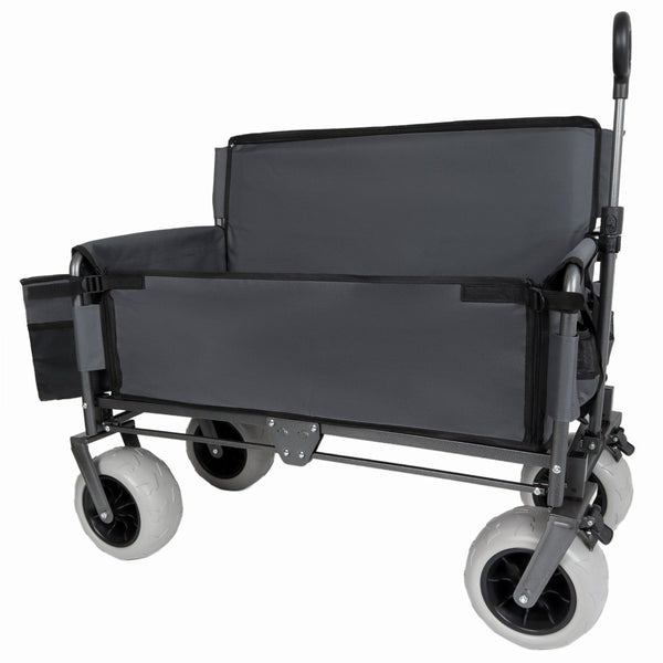 English Elm 3-in-1 Folding Wagon with Convertible Bench Seat Steel Frame 500lb All Terrain Gray W2932P390466