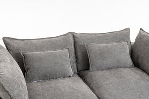 English Elm 74.8" Oversized Modular Cloud Sofa Deep Seat Cotton Linen Upholstered Living Room Couch Antique Grey W2530P458025