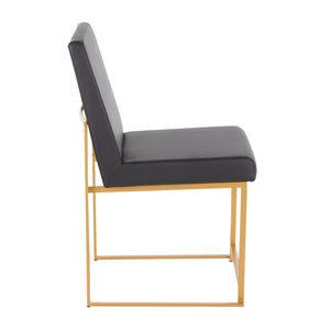 English Elm High Back Fuji Contemporary Dining Chair Set Of 2 - Gold & Black Faux Leather, Modern Comfort & Style B202P223539