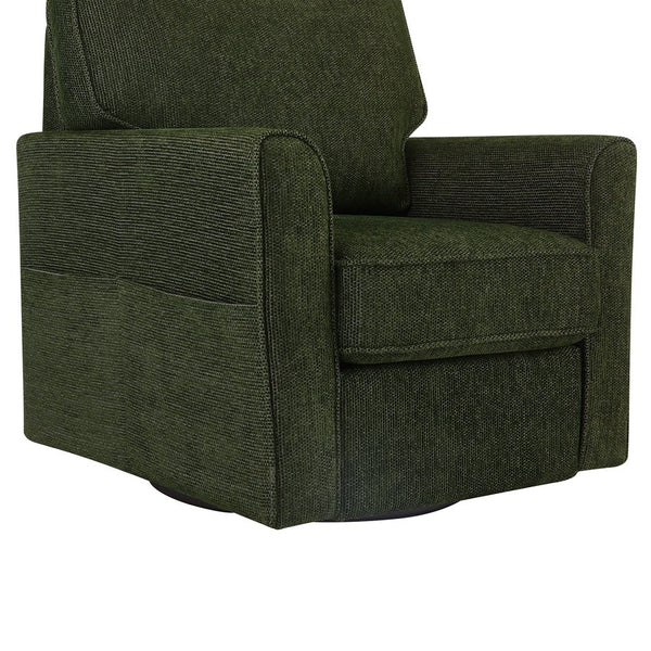 English Elm 360° Swivel Chair Accent Barrel Armchair with Chenille Upholstery, Deep Seat & Side Storage Pockets Green N719P283037F