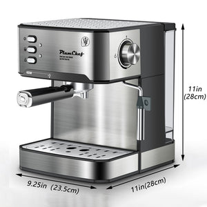 English Elm 20 Bar Stainless Steel Espresso Machine with Steam Wand for Home Barista Brewing W1002P292437