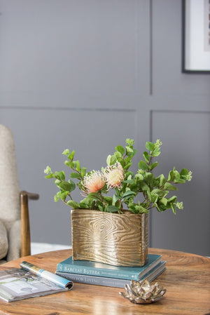 English Elm 9.8x3.7x6.9" Gold Aluminum Wavy Rectangular Vase Sculptural Tabletop Glam Accent W2078P489212