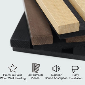 English Elm 2 Pack Solid Wood Slat Acoustic Panels Handcrafted for Media Rooms and Home Offices Black T3210P487479
