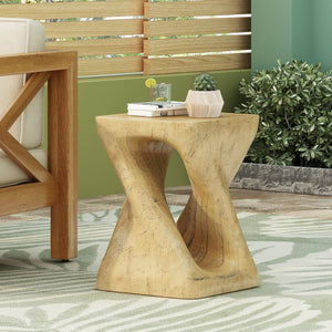 English Elm Christopher Knight Home® - MGO Twist Shape Side Table with Wood-Grain Texture, Durable MGO Spiral Design for Indoor Outdoor Use Natural N770P212233N