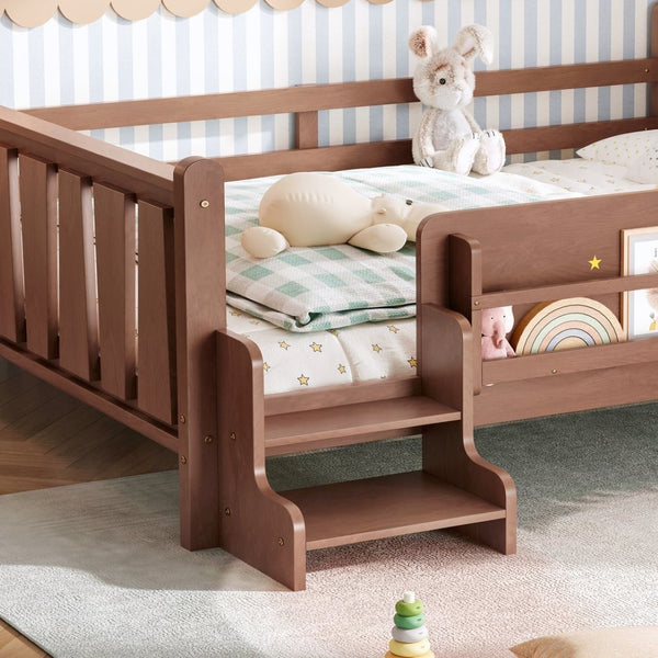 English Elm Queen Bunk Bed with Trundle Solid Pine Kids Car Themed Frame Built-in Bookshelf Natural W1580S00537
