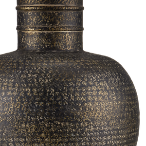 Braille Table Lamp - Rustic Antique Brass Finish, Handcrafted Aluminum Design with Natural Linen Shade