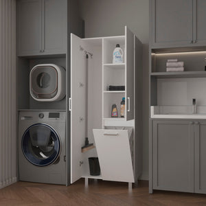 English Elm White Wall-Mounted Washbasin Cabinet with Drawer & Double Doors, Metal Legs, Sleek Modern Storage B062S01385
