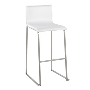 English Elm Mara Contemporary Barstool Set of 2 — Sleek Faux Leather Upholstery & Stainless Steel Frame with Footrest White B202P222240