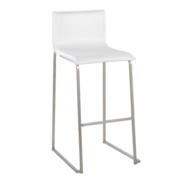 English Elm Mara Contemporary Barstool Set of 2 — Sleek Faux Leather Upholstery & Stainless Steel Frame with Footrest White B202P222240