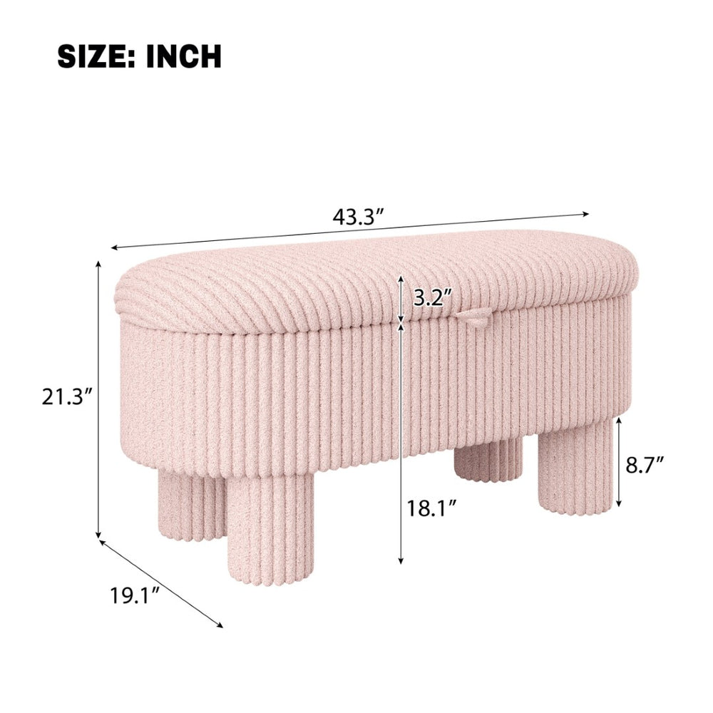 English Elm Modern Corduroy Upholstered Storage Bench with Lift Top Lid for Bedroom Entryway Pink N719P305624P