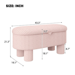 English Elm Modern Corduroy Upholstered Storage Bench with Lift Top Lid for Bedroom Entryway Pink N719P305624P