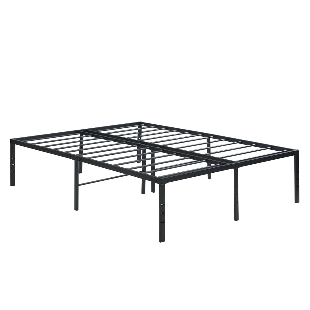 English Elm Full Full Size Bed Frame Heavy Duty Metal Support 1000lb, No-Squeak Slats, Underbed Storage Black W311P282479