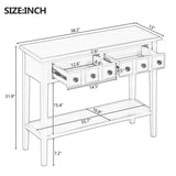 Trexm Rustic Console Table w/ Open Shelf, Rubber Wood Legs, Ideal for Entryways, Living Rooms, Hallways (White)