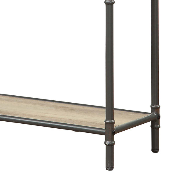 English Elm Antique Industrial 3-Tier Bookcase in Oak & Sandy Grey with Steel Tube Frame, Rustic Shelf Storage B062P185667