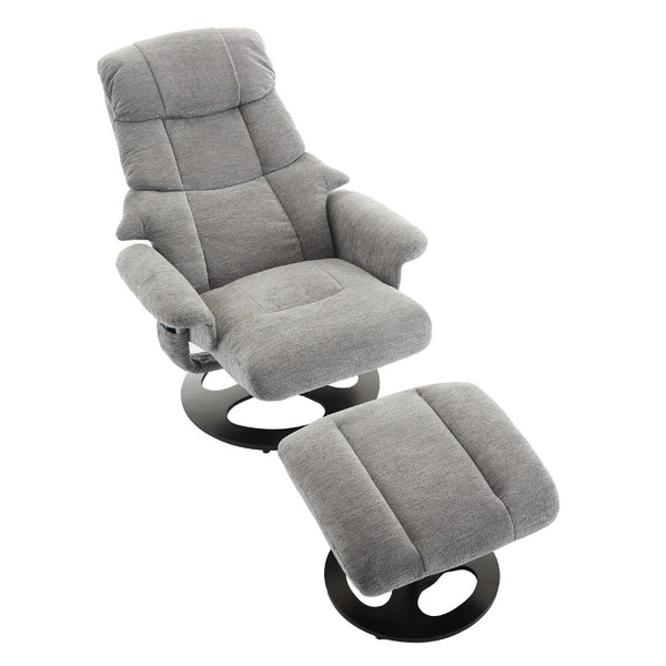 English Elm 069dr-ergonomic Swivel Recliner with Massage Heating Chenille Wingback Lounge Chair Grey W527S00010