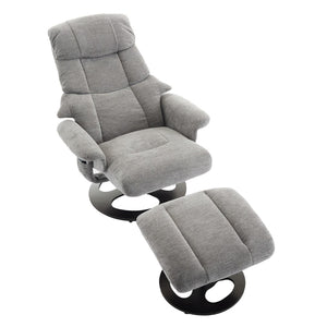 English Elm 069-ergonomic Swivel Recliner with Ottoman Chenille Wingback Massage Lounge Chair Grey W527P439691