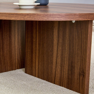English Elm Versatile MDF Round Coffee Table with Modern Minimalist Nordic Design, Durable Scratch-Resistant Top Walnut W3226P278925
