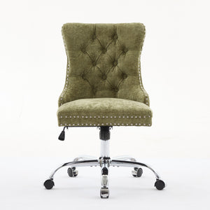 English Elm A&A Tufted Chenille Office Chair with Gold Chrome Base, Plush High-Rebound Cushion for Comfort Green W1143P366777