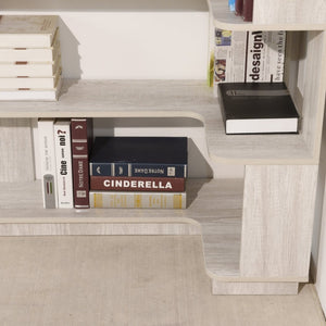 English Elm 90cm L-shaped Corner Bookcase Five Tier Mdf Open Shelving Unit for Home Office W2899P444152