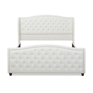 English Elm Jennifer Taylor Home - Marcella Upholstered Shelter Headboard Bed Set - King Size, Antique White, Elegant Design & Comfort B2719P238224