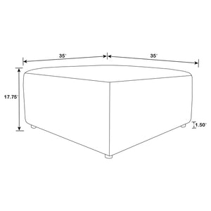 English Elm Marlowe Pearl Upholstered Square Ottoman with Durable Scratch-Resist Finish, Elegant Sheen, 35" Wide B062P333485