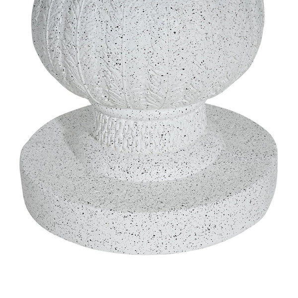 English Elm Berra Mgo Outdoor Umbrella Base Side Table Carved Leaf Marble Patio Accent N775P362775W