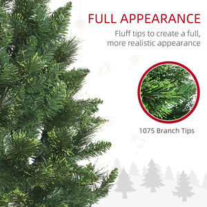 English Elm Homcom 7.5Ft Slim Pencil Artificial Christmas Tree With 1075 Branches, Auto Open & Steel Base Design W2225P229604