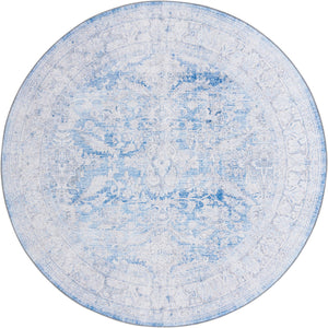 Unique Loom Timeless Thaddeus Machine Made Overdyed Rug Blue, Ivory/Gray 7' 7" x 7' 9"