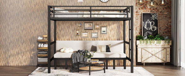 English Elm Twin Xl Solid Pine Loft Bed with Built-in Led Lighting and Storage Shelves W1580S00503