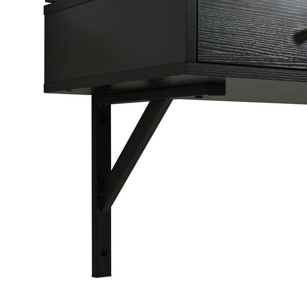 English Elm Floating Makeup Vanity Desk with LED 3-Mode Mirror, USB/Type-C Charging Port and Spacious Drawers Black N844P263662B