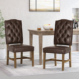 Christopher Knight Home® - Noble House - Hyvonen Contemporary Upholstered Tufted Dining Chairs, Dark Brown And Natural - Set Of 2