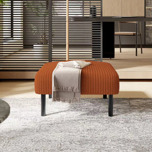 English Elm UNITED Corduroy Ottoman Footstool with Sturdy Frame, Soft Padded Seat, Versatile Living Room Stool Orange W1568P307254