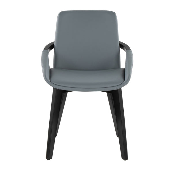 English Elm Dining/accent Chair Solid Wood Tapered Legs Cream Upholstery Mid-century Modern Seating Grey B202P471308