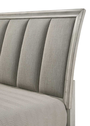 English Elm 1Pc Queen Storage Bed With Plush Headboard & Hidden Footboard Drawers In Elegant White Mist Finish B2741S00193